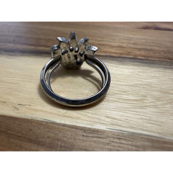 VTG Avon COCKTAIL RING Faux PEARL PAVE RHINESTONE SPRAY SZ 7.5 NOS 1970's - Picture 3 of 8